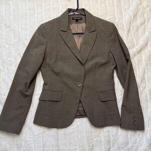 Express Design Studio Brown Single Button Tailored Blazer Size 4 Professional